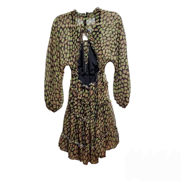 Nocturne Chiffon Open Back Dress Ruffle Semi-sheer Size M (8) - Picture 12 of 14